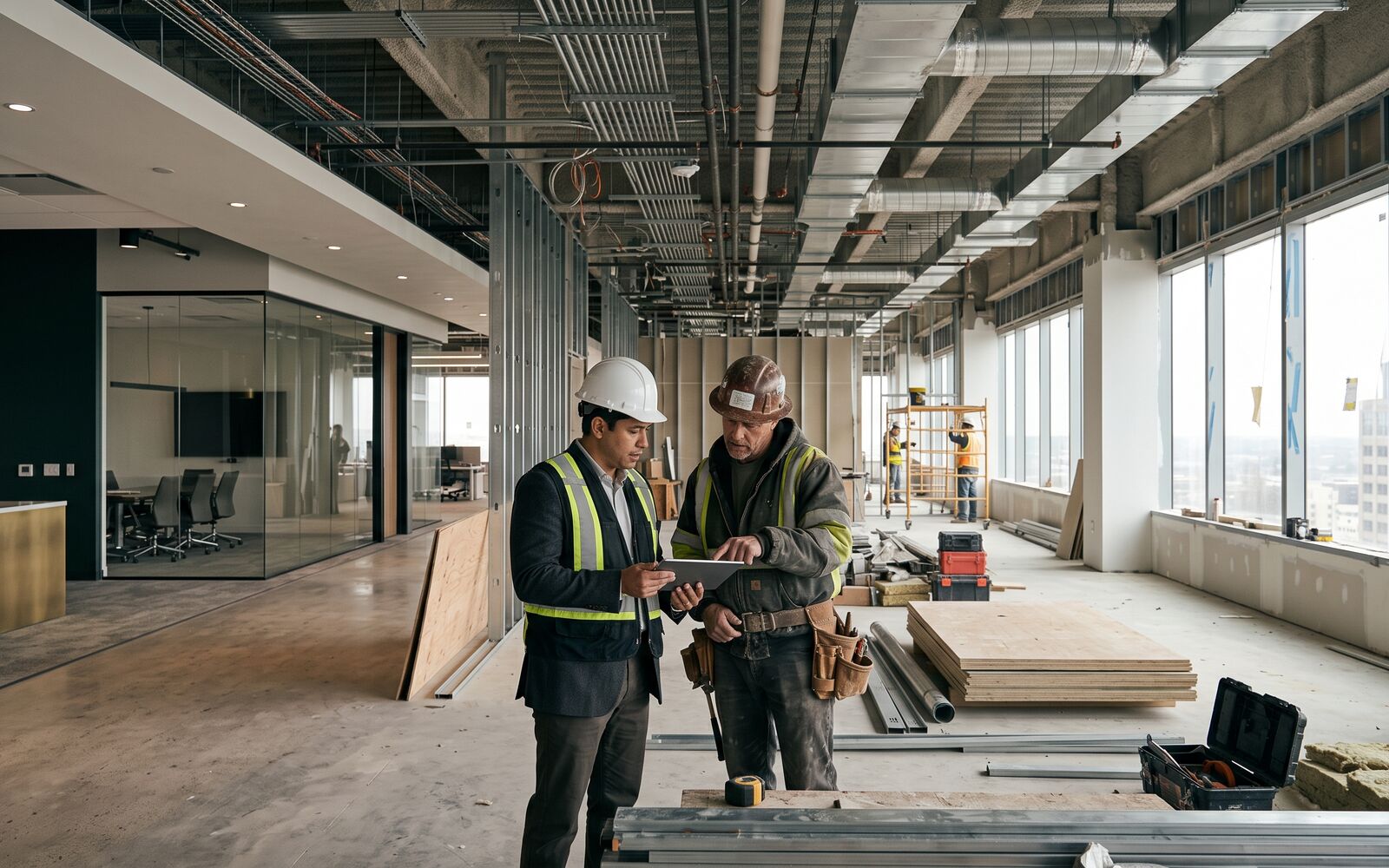 A build-out reviewed against the schedule